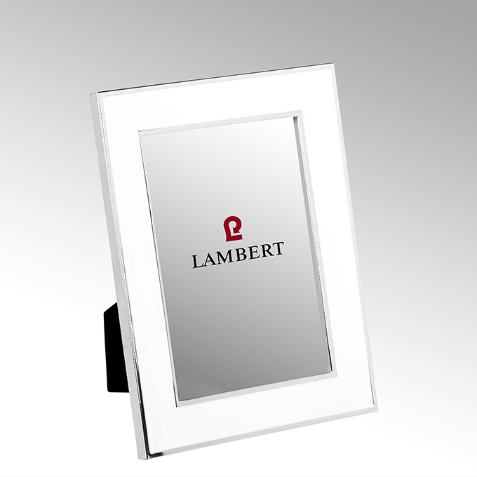 Lambert Portland Bilderrahmen, versilbert, Emaille weiß, 10x15