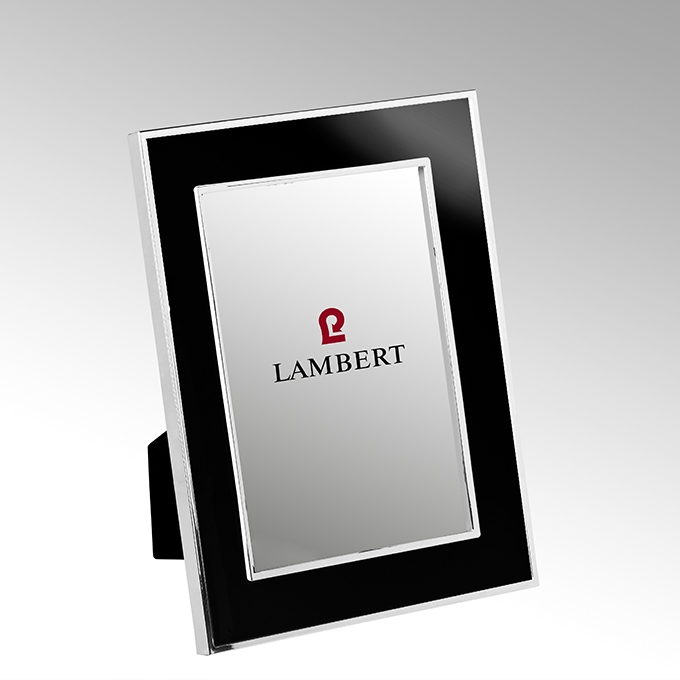Lambert Portland Bilderrahmen, versilbert, Emaille schwarz, 10x15